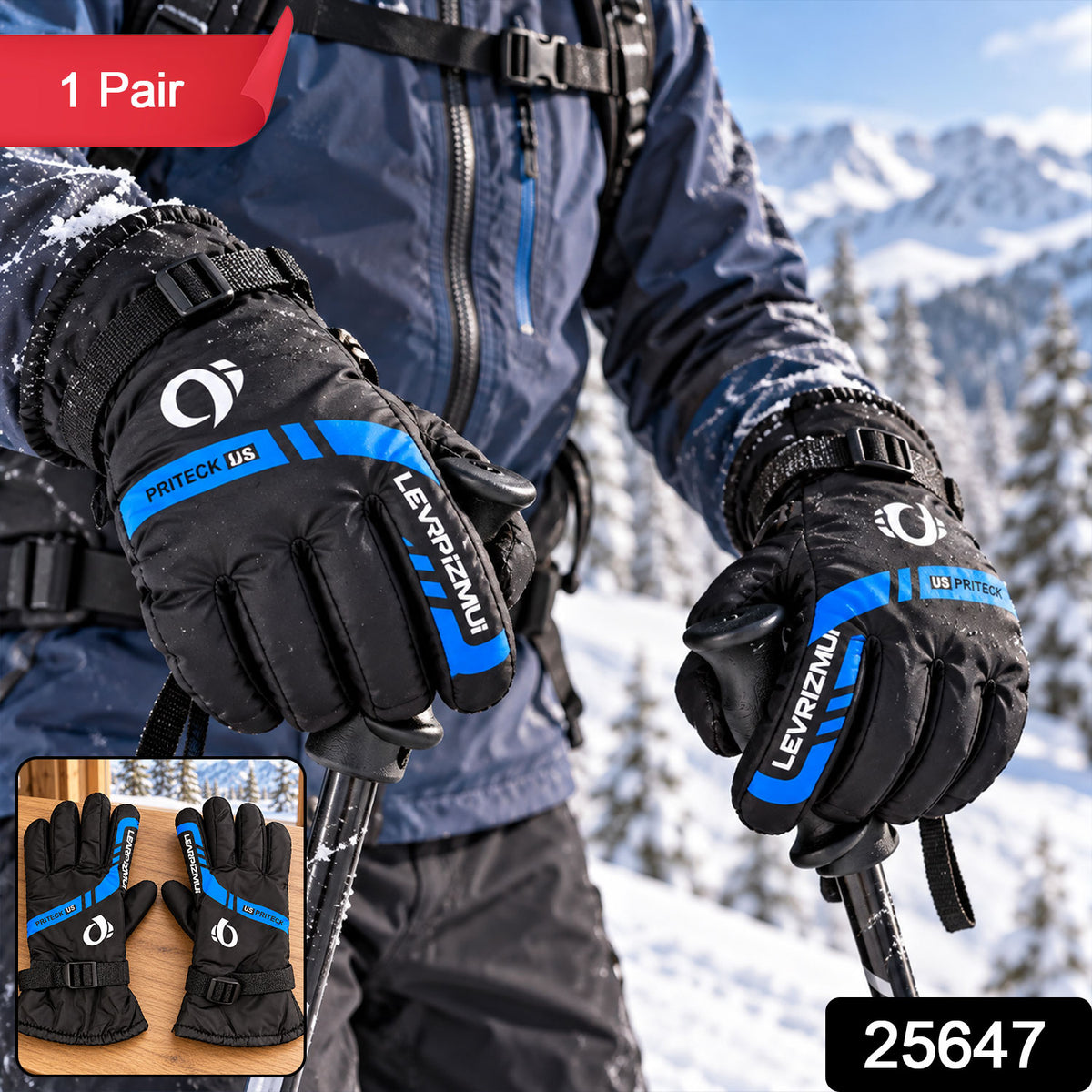 Winter full-finger gloves with adjustable wrist buckle, supplied SKU photo