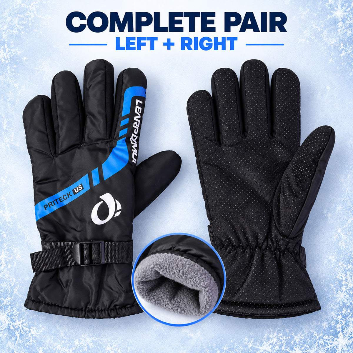 Winter full-finger gloves with adjustable wrist buckle, product view 7