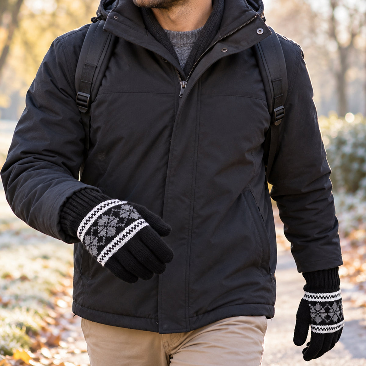 Winter knitted full finger gloves 04