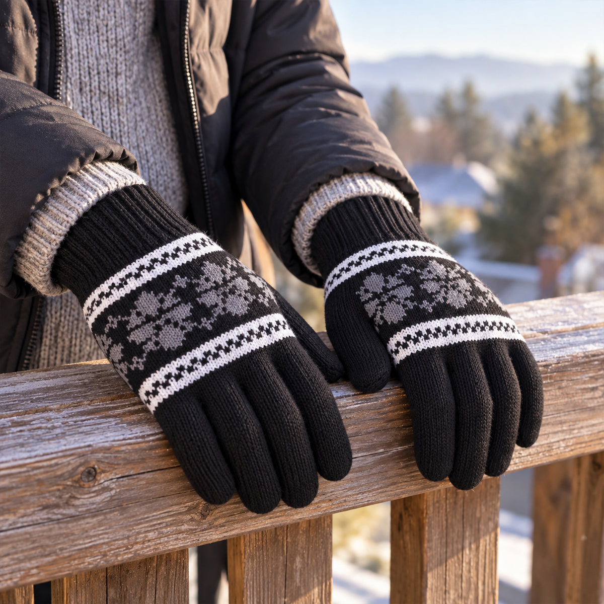 Winter knitted full finger gloves 08