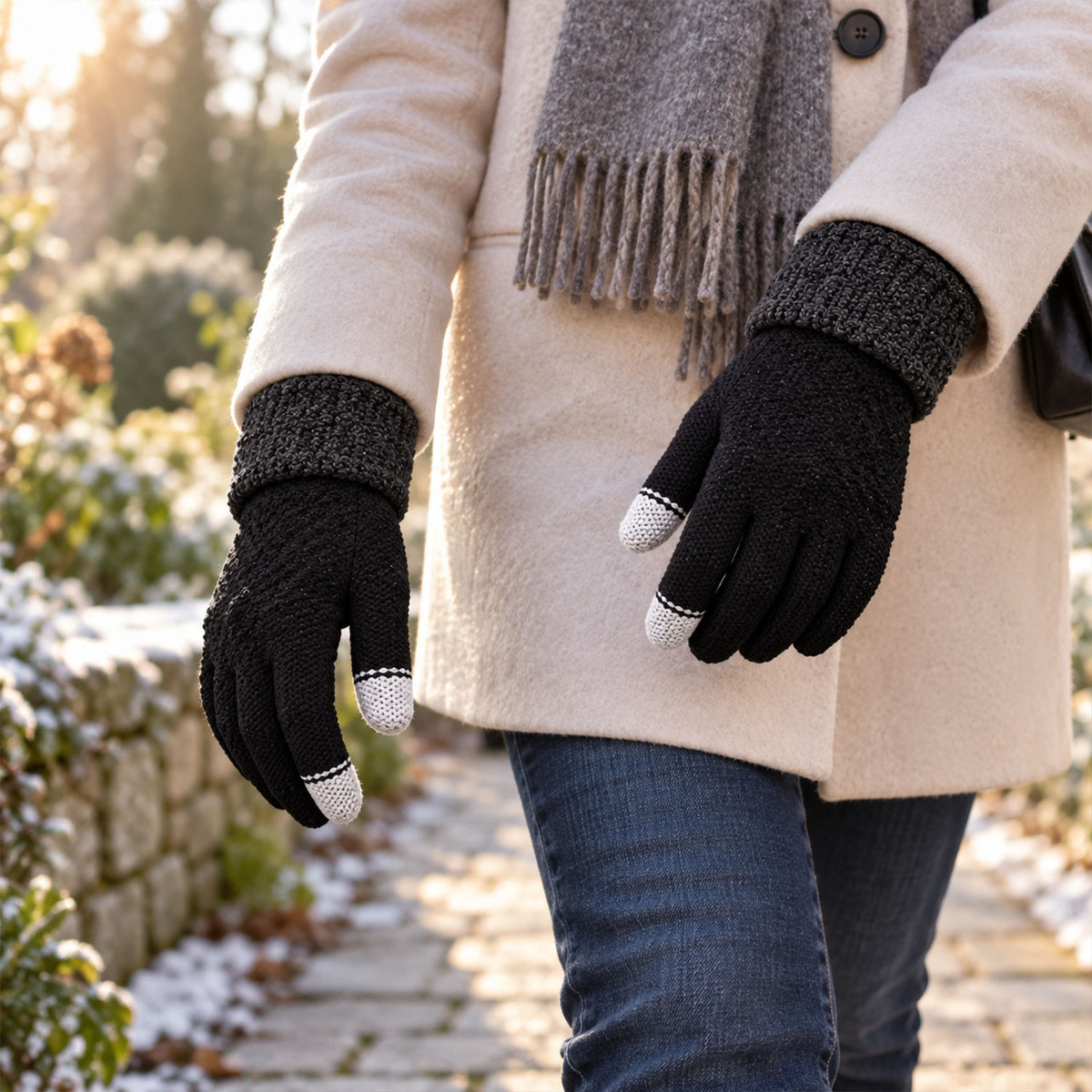 Touch screen knit winter gloves, product view 3