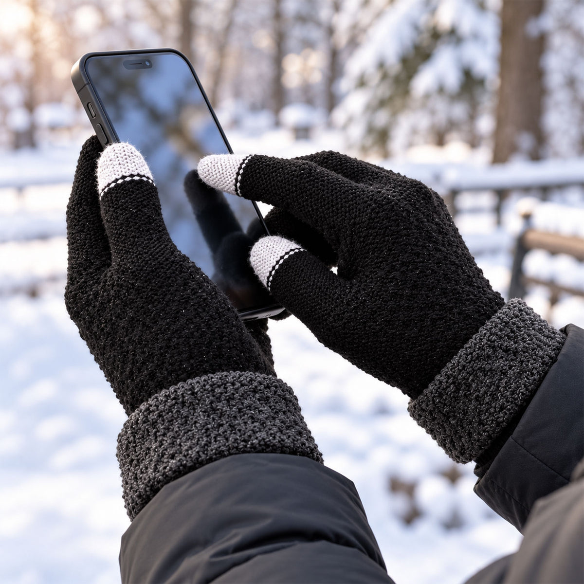 Touch screen knit winter gloves, product view 4