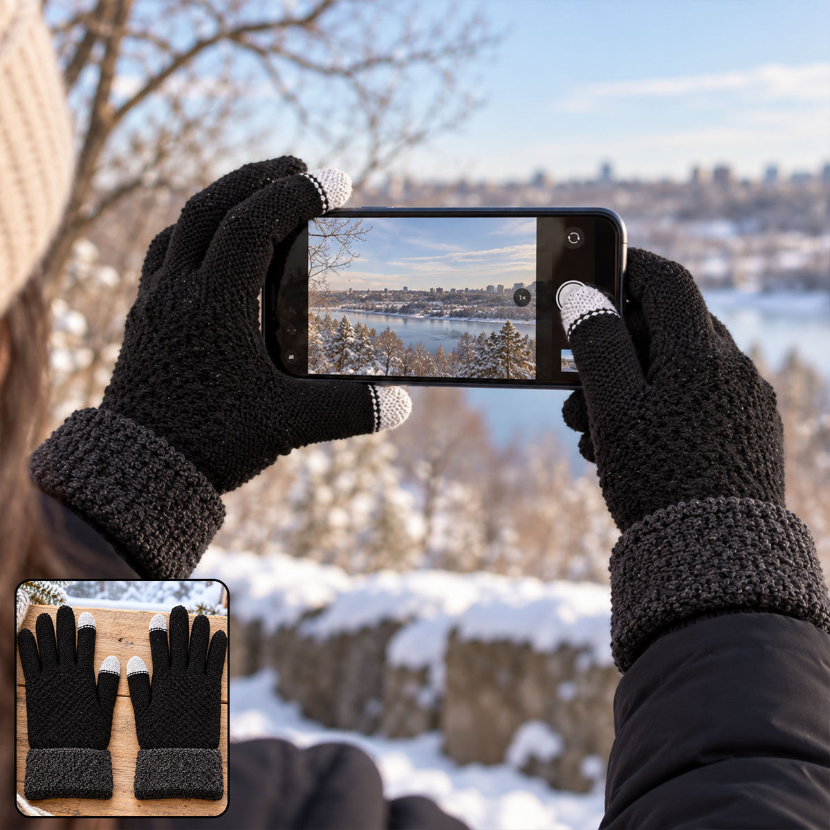 Touch screen knit winter gloves, product view 8