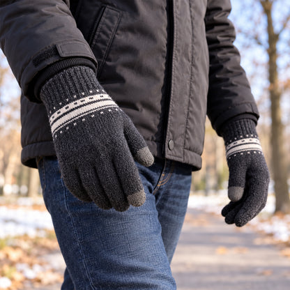 Black Knitted Touchscreen Winter Gloves