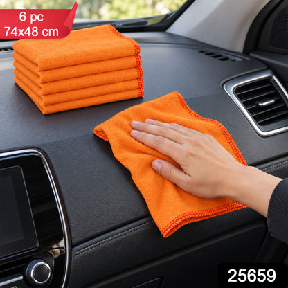 Orange cotton duster cleaning cloths 6 Pc 74x48 Cm label