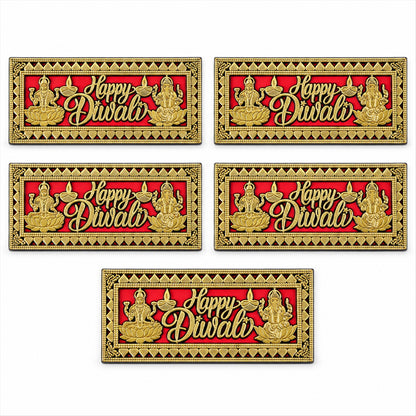 A single red and gold Happy Diwali plaque is shown with dimensions: 7 cm height and 15 cm width.