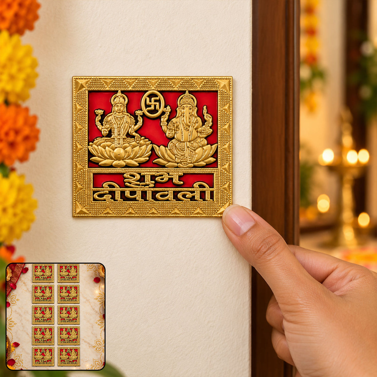 Square Shubh Deepavali embossed golden stickers 02.jpg
