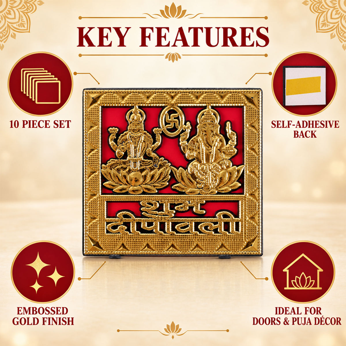 Square Shubh Deepavali embossed golden stickers 05.jpg