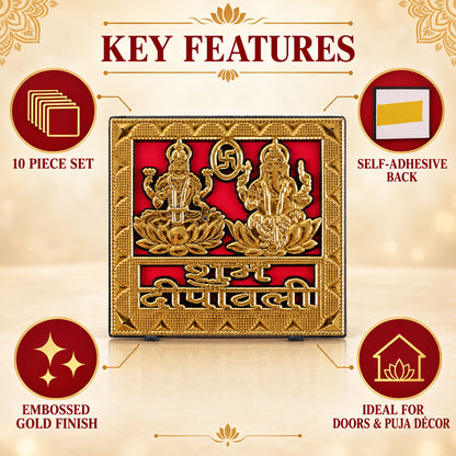 Square Shubh Deepavali embossed golden stickers 05.jpg