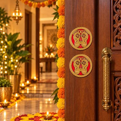 Round Lakshmi Charan golden decorative stickers 3