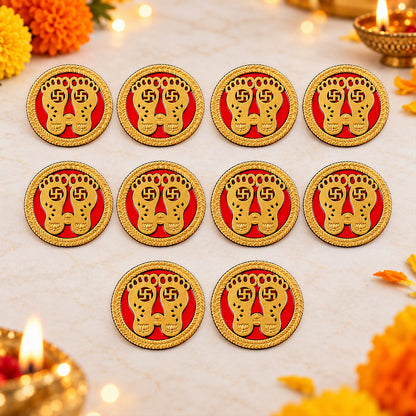 Round Lakshmi Charan golden decorative stickers 4