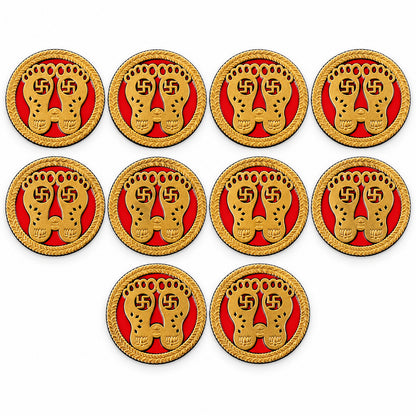 Round Lakshmi Charan golden decorative stickers 5