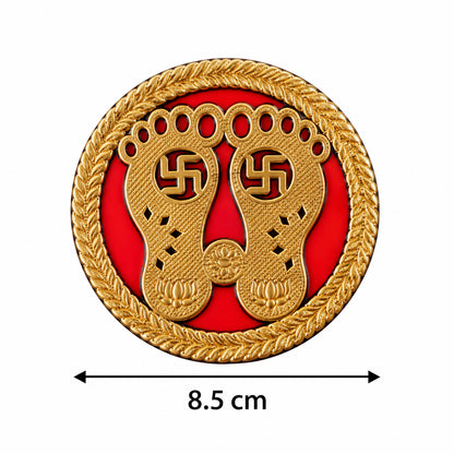 Round Lakshmi Charan golden decorative stickers 6