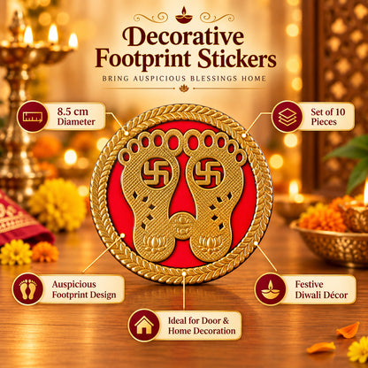 Round Lakshmi Charan golden decorative stickers 7