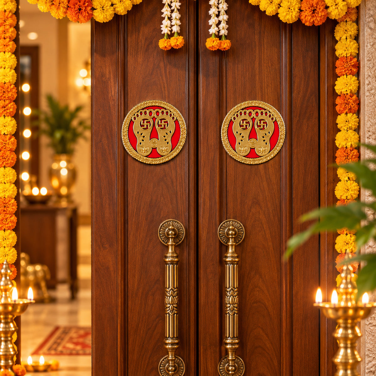 Round Lakshmi Charan golden decorative stickers 8