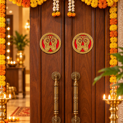 Round Lakshmi Charan golden decorative stickers 8