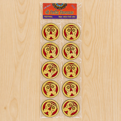 Round Lakshmi Charan golden decorative stickers 9