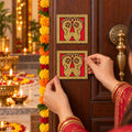 Lakshmi Charan Square Golden Stickers for Diwali Door Pooja Decor (10 Pc Set)