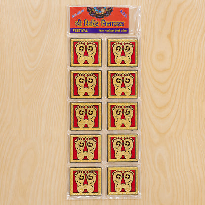 Golden Lakshmi Charan framed decorative sticker set 10