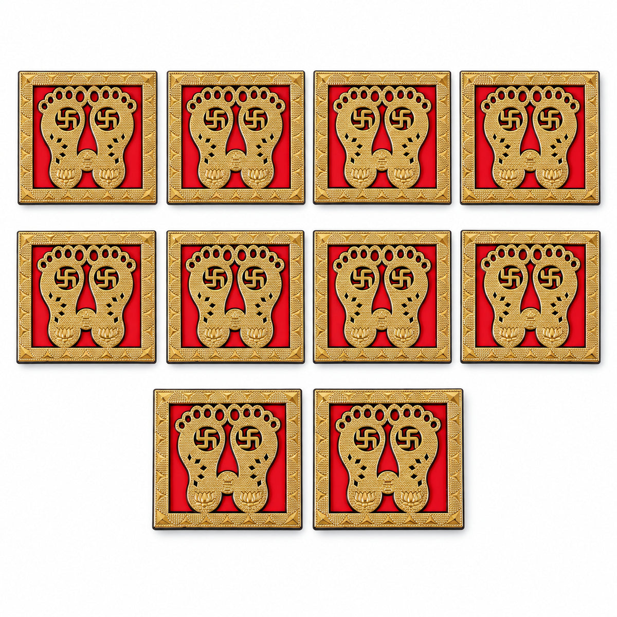 Golden Lakshmi Charan framed decorative sticker set 5