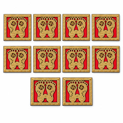 Golden Lakshmi Charan framed decorative sticker set 5