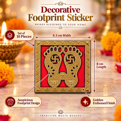 Golden Lakshmi Charan framed decorative sticker set 7