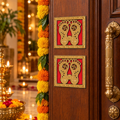 Golden Lakshmi Charan framed decorative sticker set 8