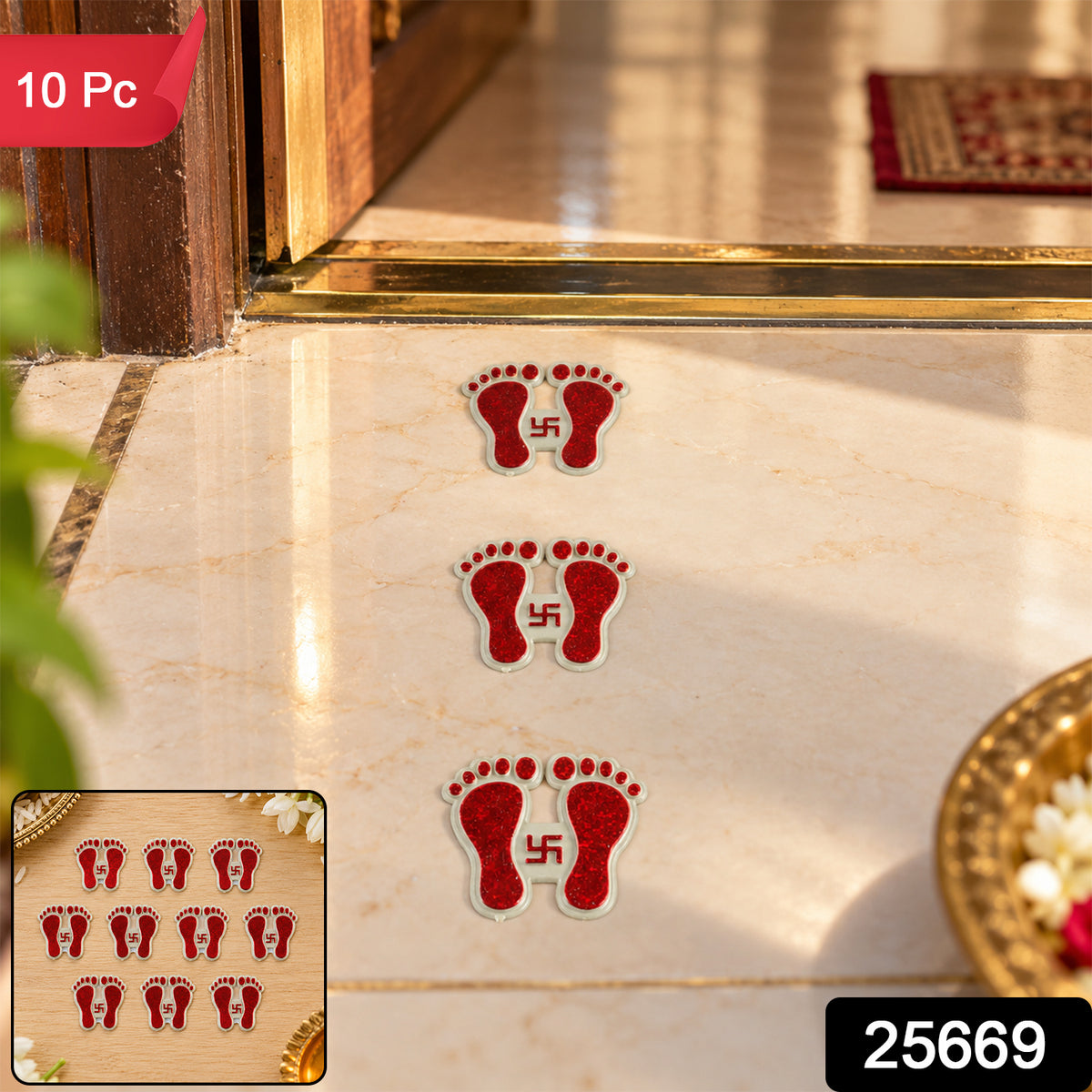 Red Laxmi Charan decorative mini stickers 2