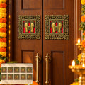 Golden Laxmi Charan Frame Stickers for Pooja Mandir and Diwali Decor (10 Pc)