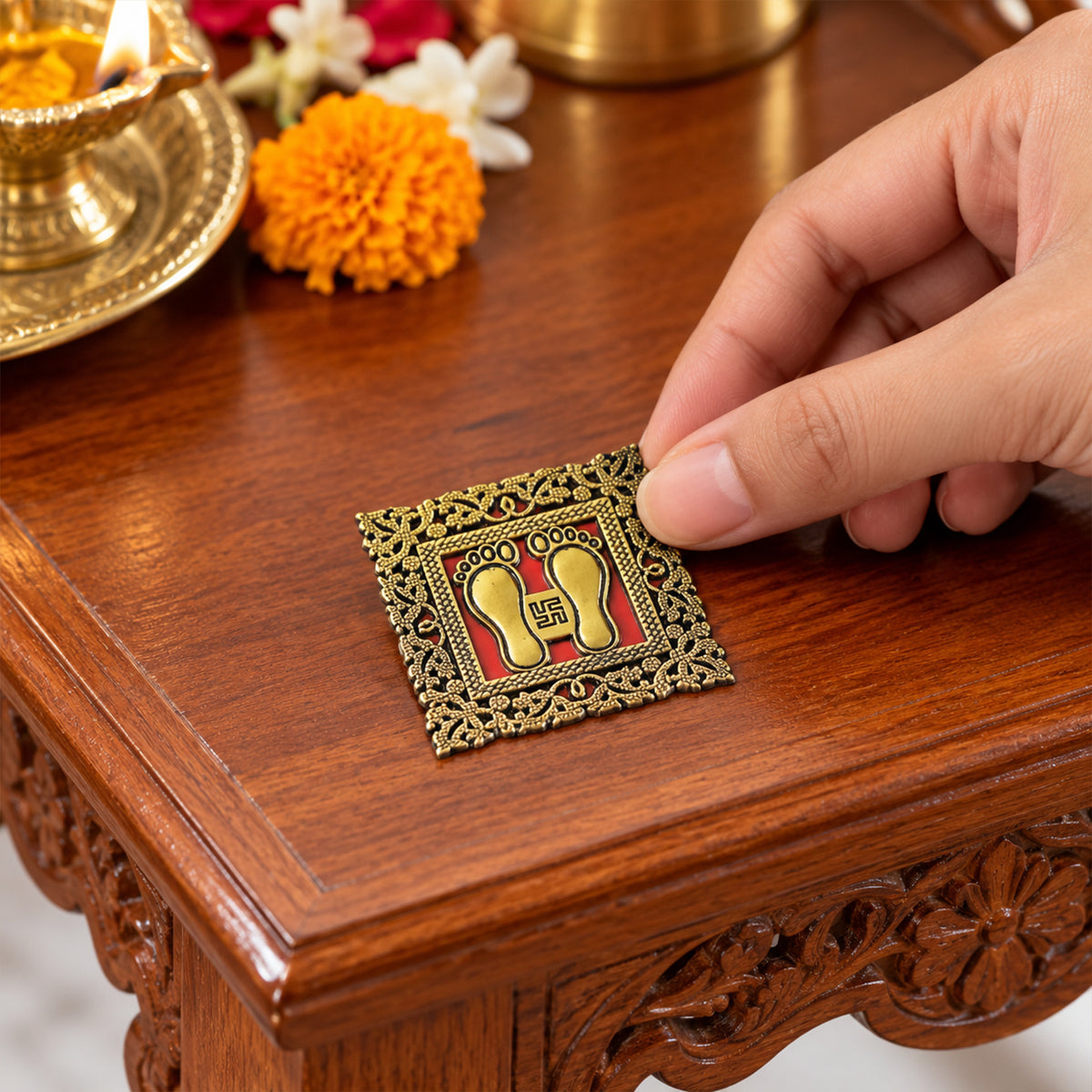 Golden Laxmi Charan frame decorative stickers 04