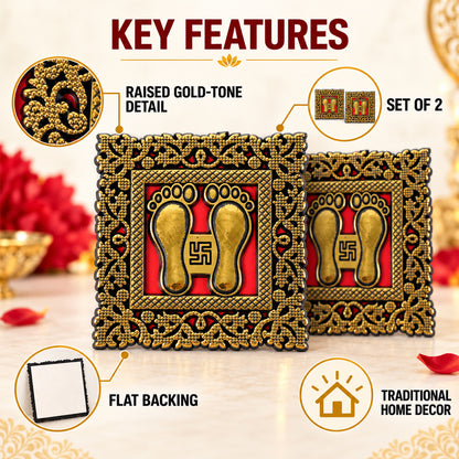 Golden Laxmi Charan frame decorative stickers 06