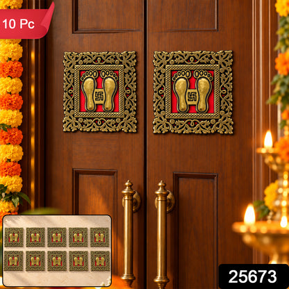 Golden Laxmi Charan frame decorative stickers sku