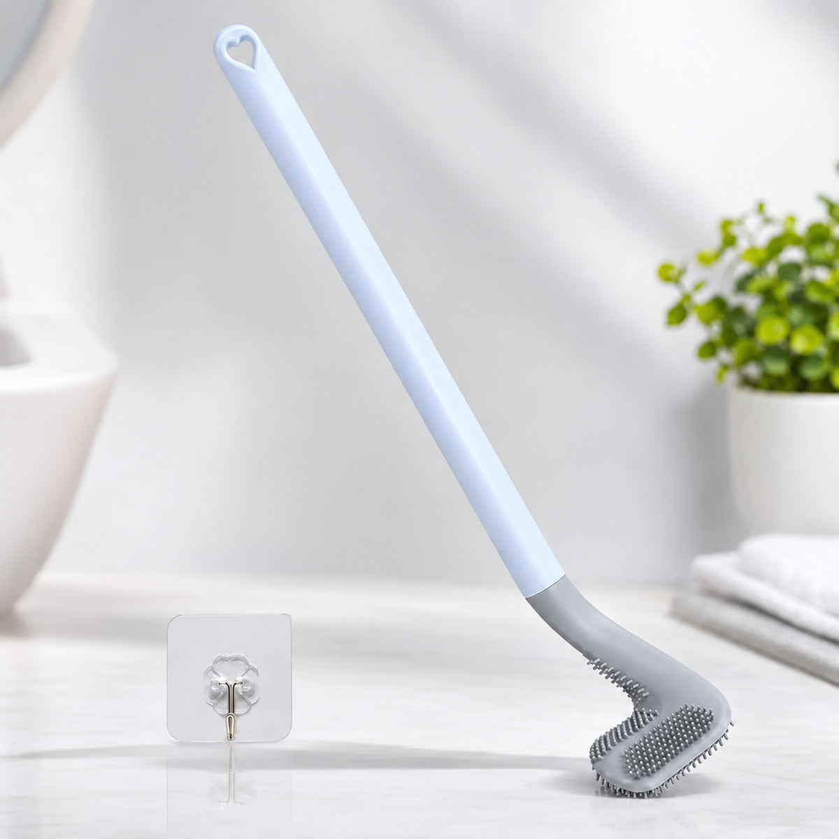Golf shaped silicone toilet cleaning brush with wall hook 7