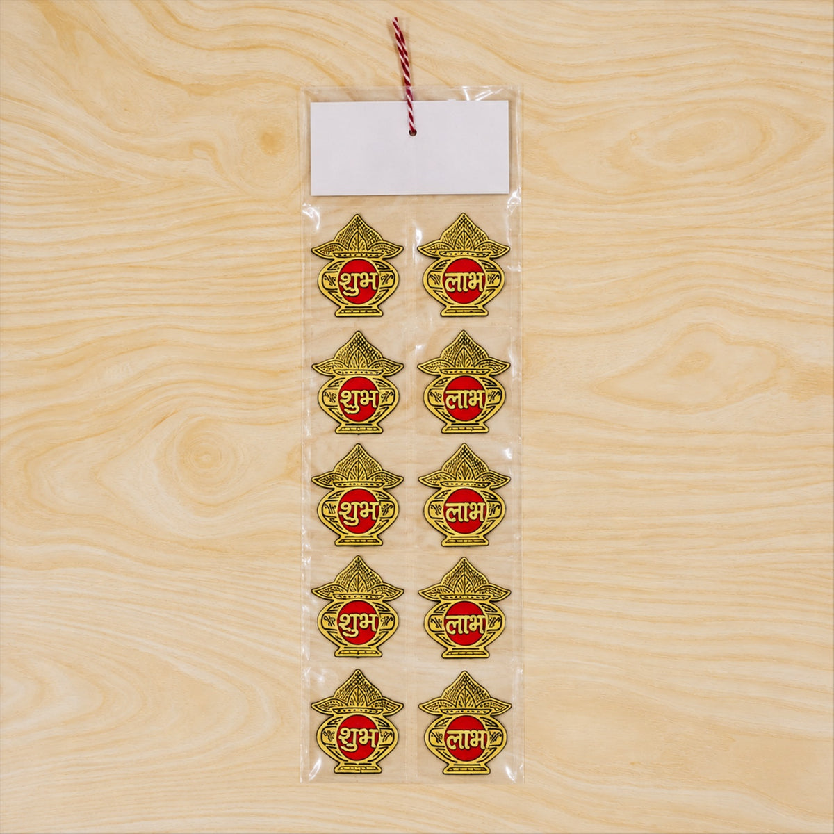 Golden Kalash Shubh Labh decorative sticker set 10