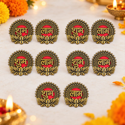 Golden Lotus Shubh Labh decorative sticker set 3