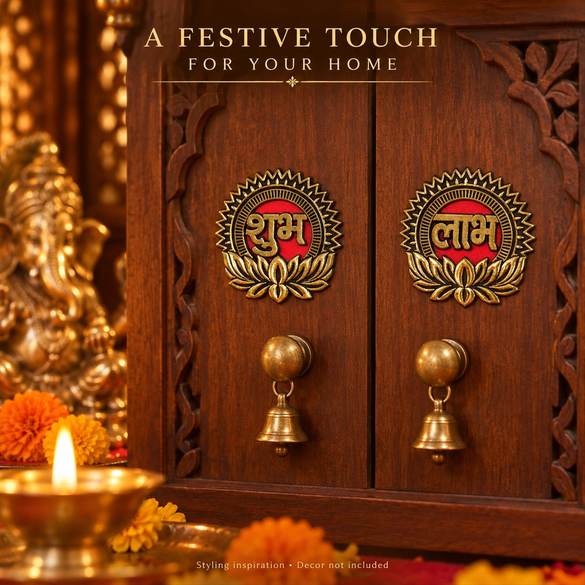 Golden Lotus Shubh Labh decorative sticker set 8