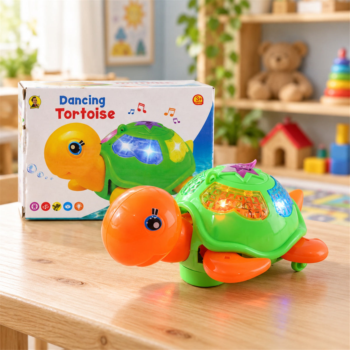 Dancing tortoise musical toy with colourful shell lights 1