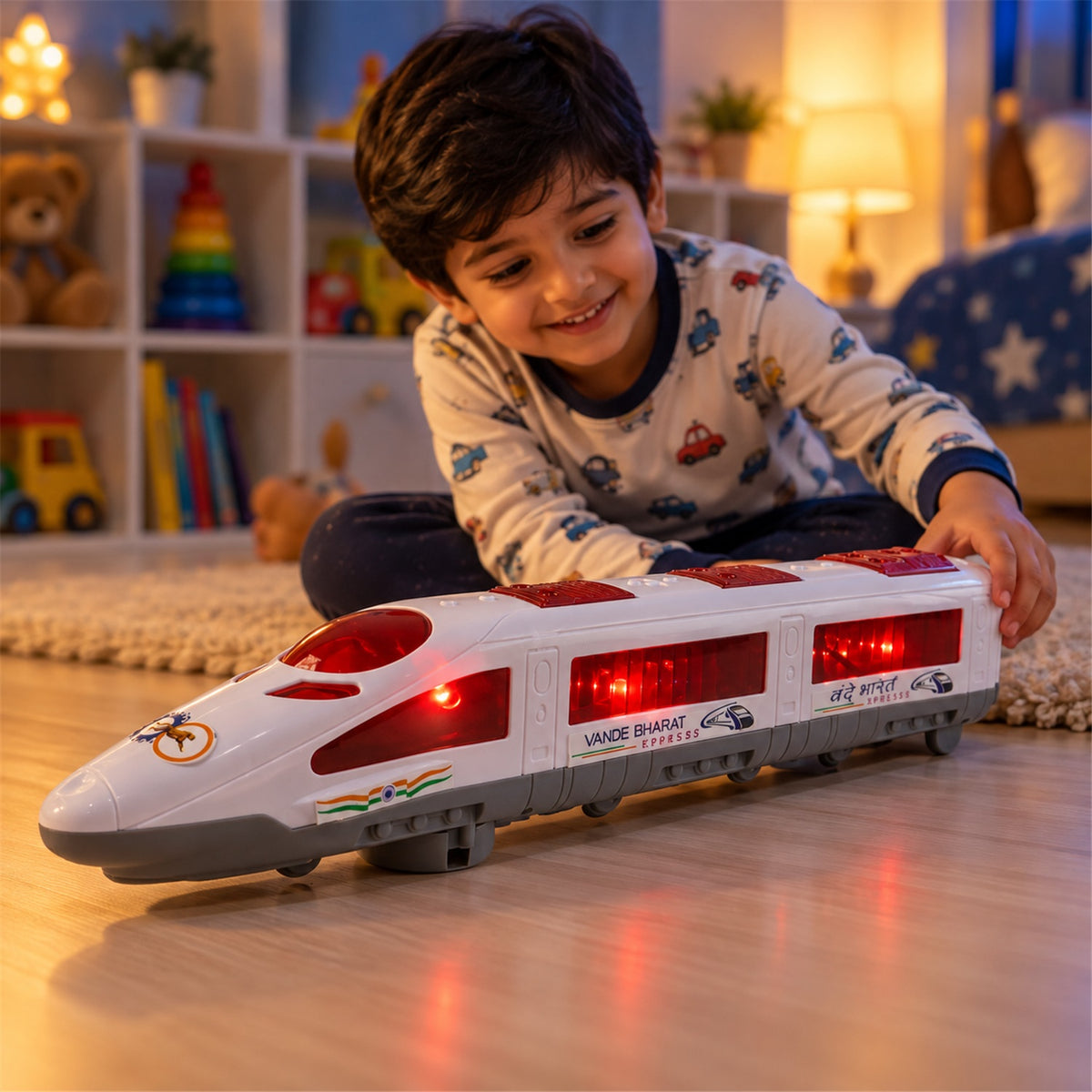 Bullet train toy with illuminated windows 07