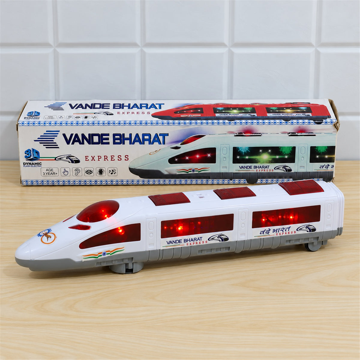 Bullet train toy with illuminated windows 08