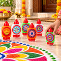 Plastic Rangoli Colour Filling Bottles with Nozzle and Dot Stamp (6 Pc)