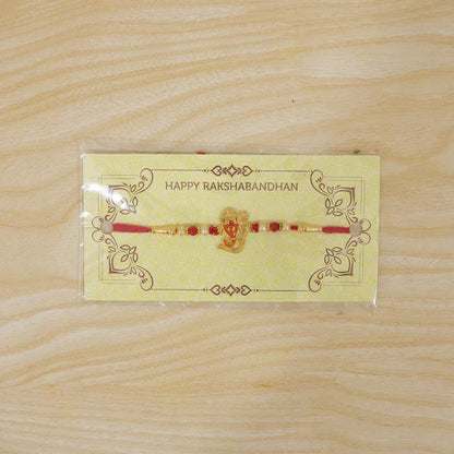 Detailed view of the skin friendly Shree Ganesh Rakhi design.