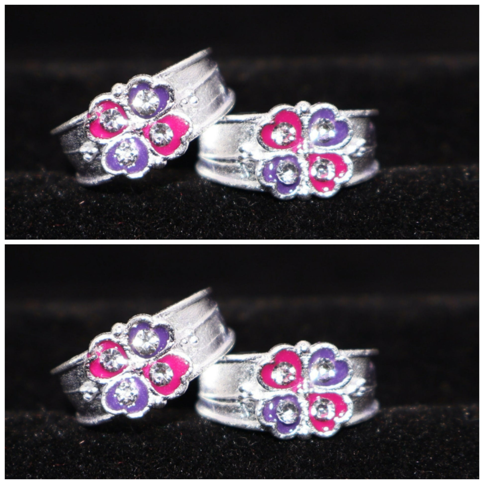 Silver Adjustable Floral Toe Rings Bichiya for women and girls