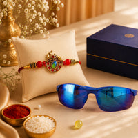 Stylish Blue UV Protection Sunglasses With Premium Rakhi Combo Gift Set For Brother