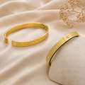 Gold Plated Kada Bracelet for Men and Women with Om Design and Stylish Finish