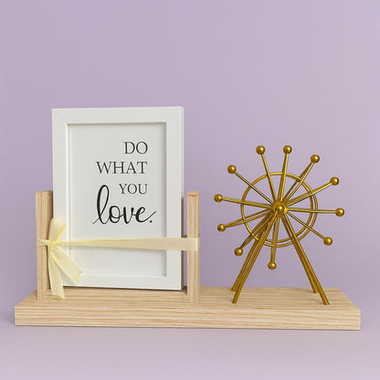 Premium Wooden Base Ferris Wheel Decorative Showpiece with Inspirational “Do What You Love” Photo Frame | Modern Home Decor Table Accent | Gift for Birthday, Anniversary, Housewarming | Living Room, Bedroom, Office Decoration