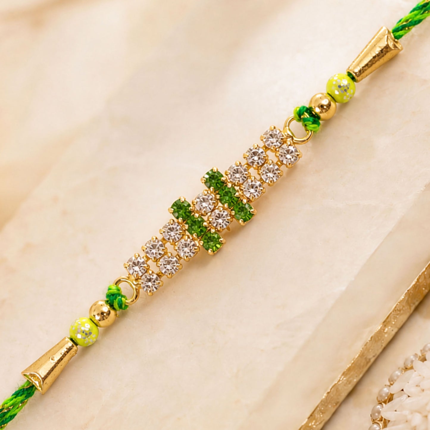 Twin Stone Band Rakhi in Mix Colour Silk Threads (Pack of 6)