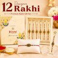 Peacock Feather Rakhi – Antique Gold with Multicolor Beads