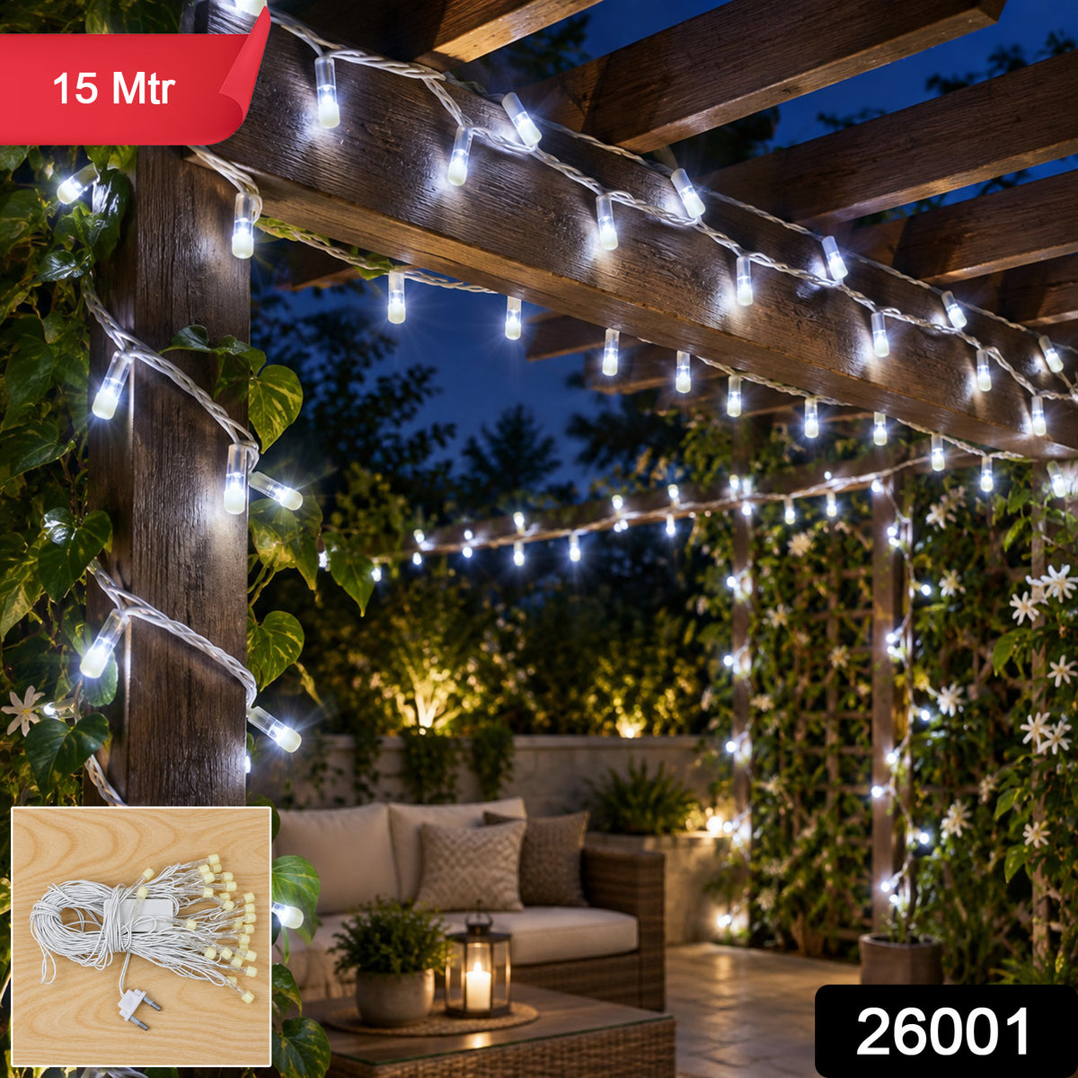 LED String Lights with Plug for Festive Home and Window Decoration (15 Mtr)
