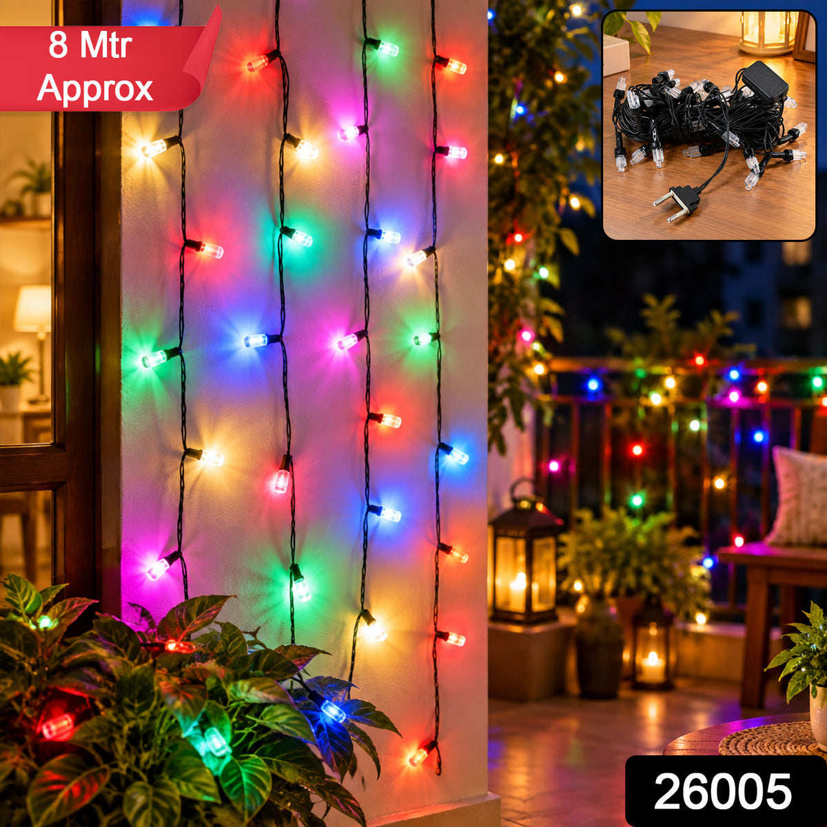 Decorative LED String Lights for Festive Home and Window Decor (8 Mtr Approx)