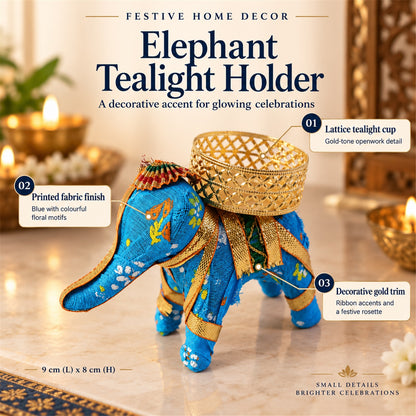 Blue elephant tealight holder - design features